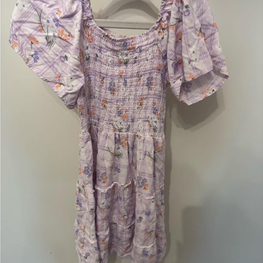 Kids Lavender Floral Smocked Dress